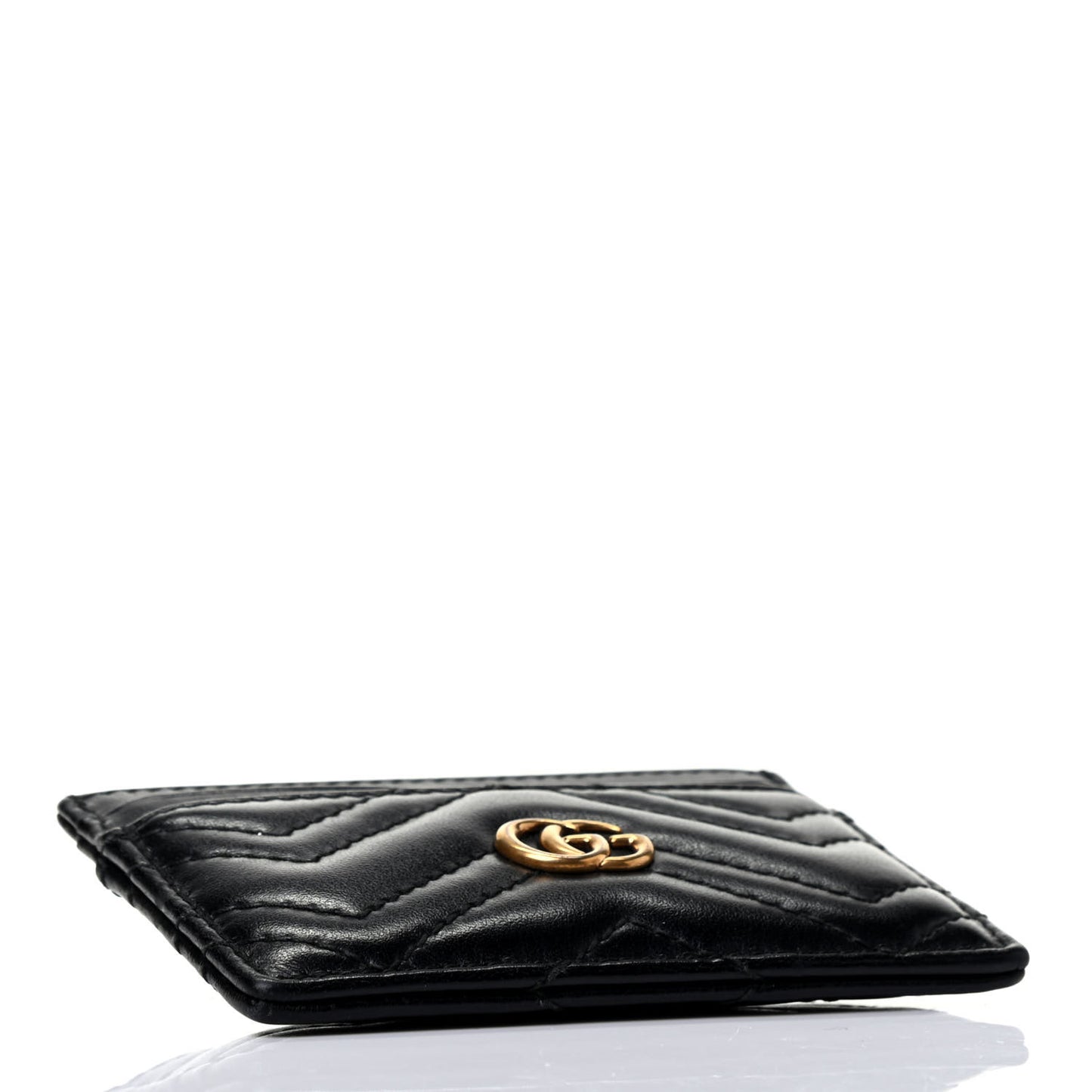 Calfskin Matelasse GG Marmont Card Holder Black