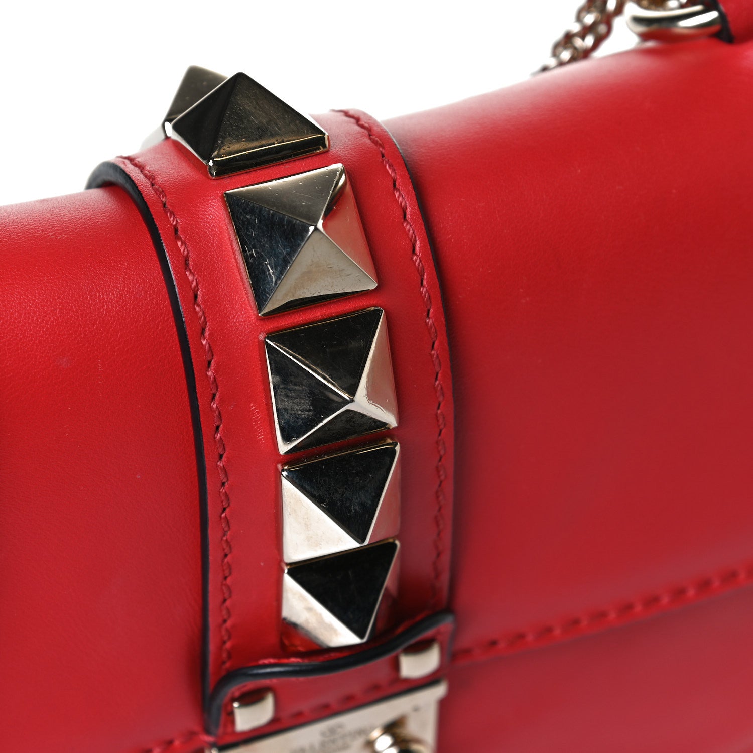Valentino Garavani Vitello Small Glam Lock Rockstud Flap Red 13 of 15