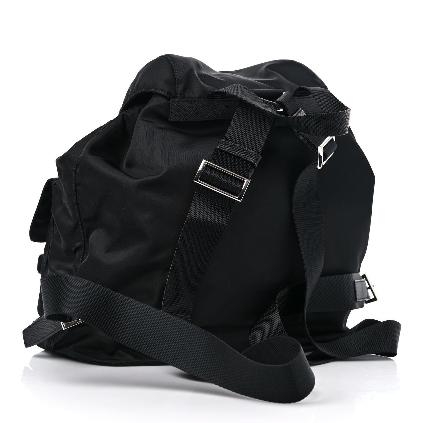 Nylon Vela Saffiano Medium Backpack Black