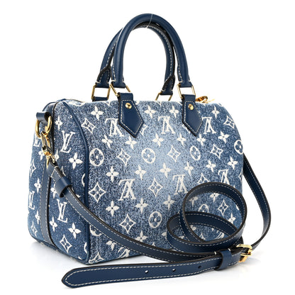 Louis Vuitton Monogram Jacquard Denim Speedy Bandouliere 25 Bleu 3 of 10