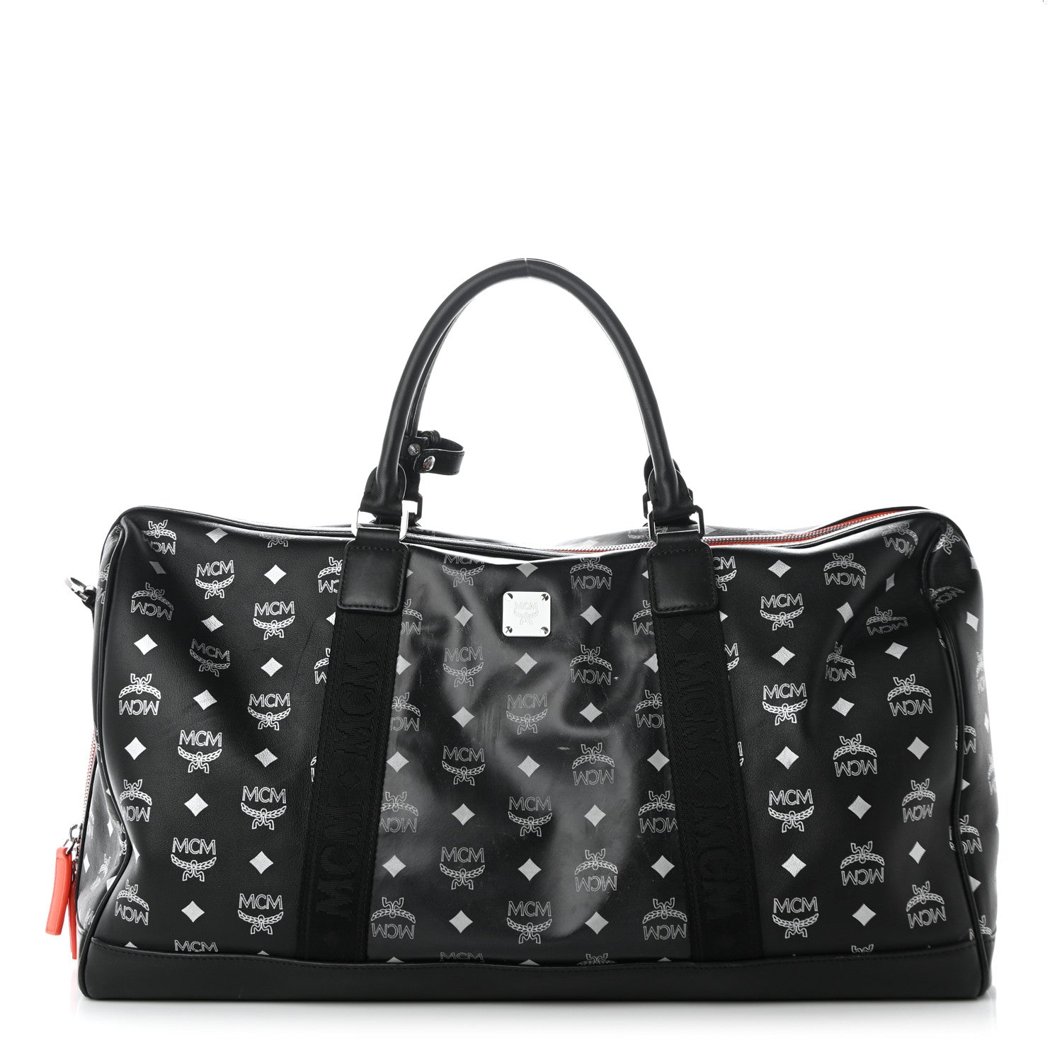 MCM Visetos Large Traveler Weekender Duffle Bag Black White 1425978 ...