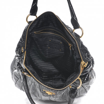Prada Vernice Stripes Handbag Black 5 of 13