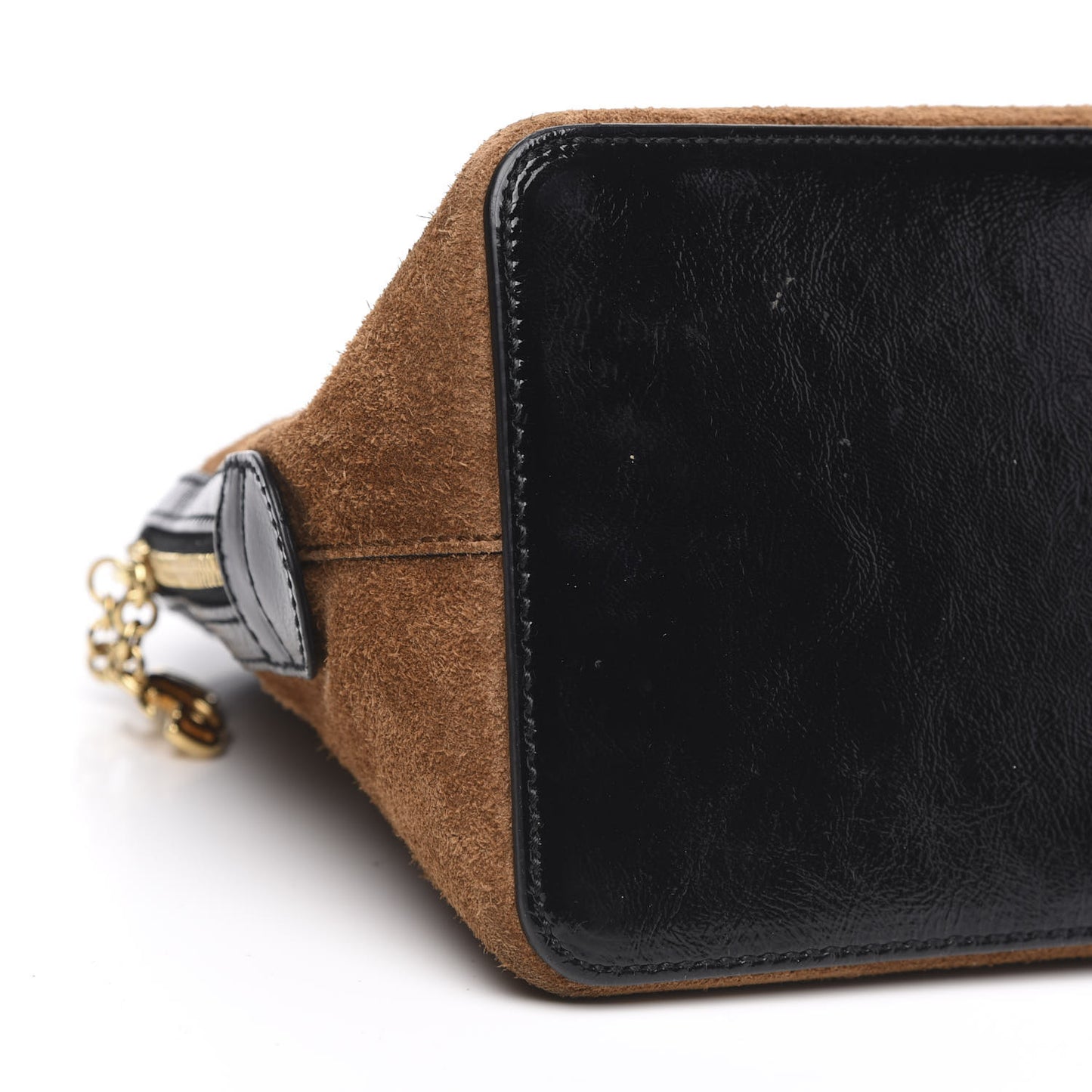 Suede Patent Web Medium Ophidia Top Handle Dome Bag Nocciola Black