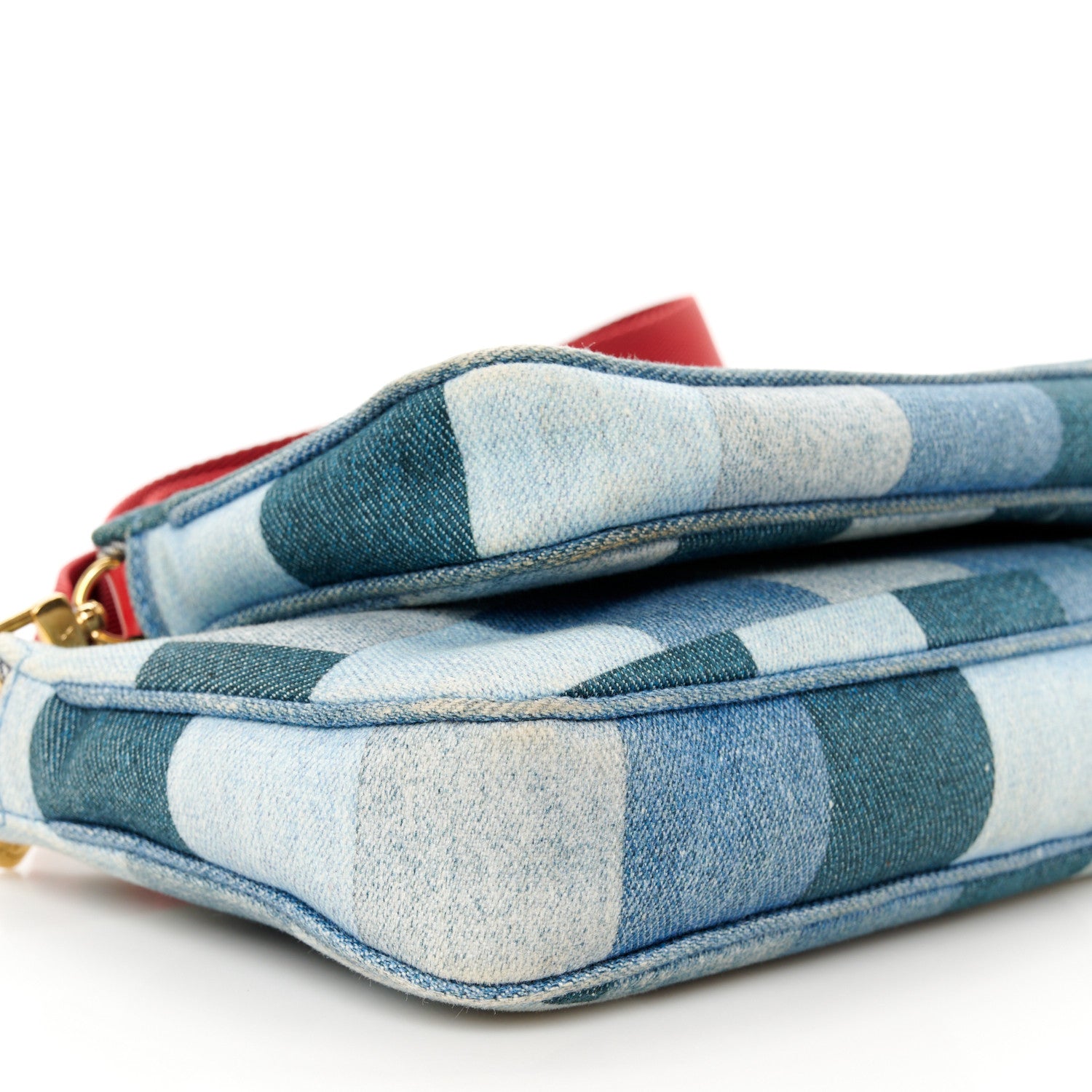 Louis Vuitton Denim Damier Monogram Patchwork Multi Pochette Accessories Blue Rouge 10 of 11