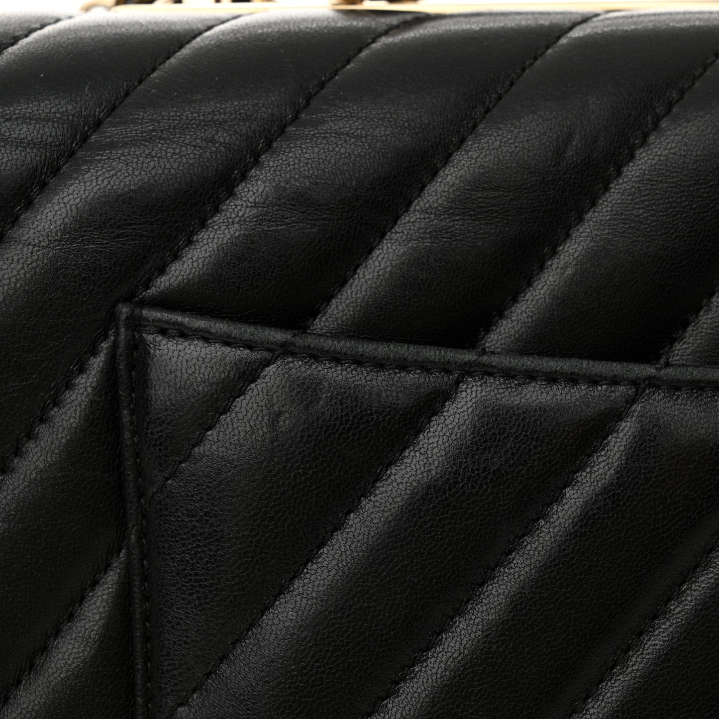 Lambskin Chevron Quilted Medium Trendy CC Dual Handle Flap Bag Black