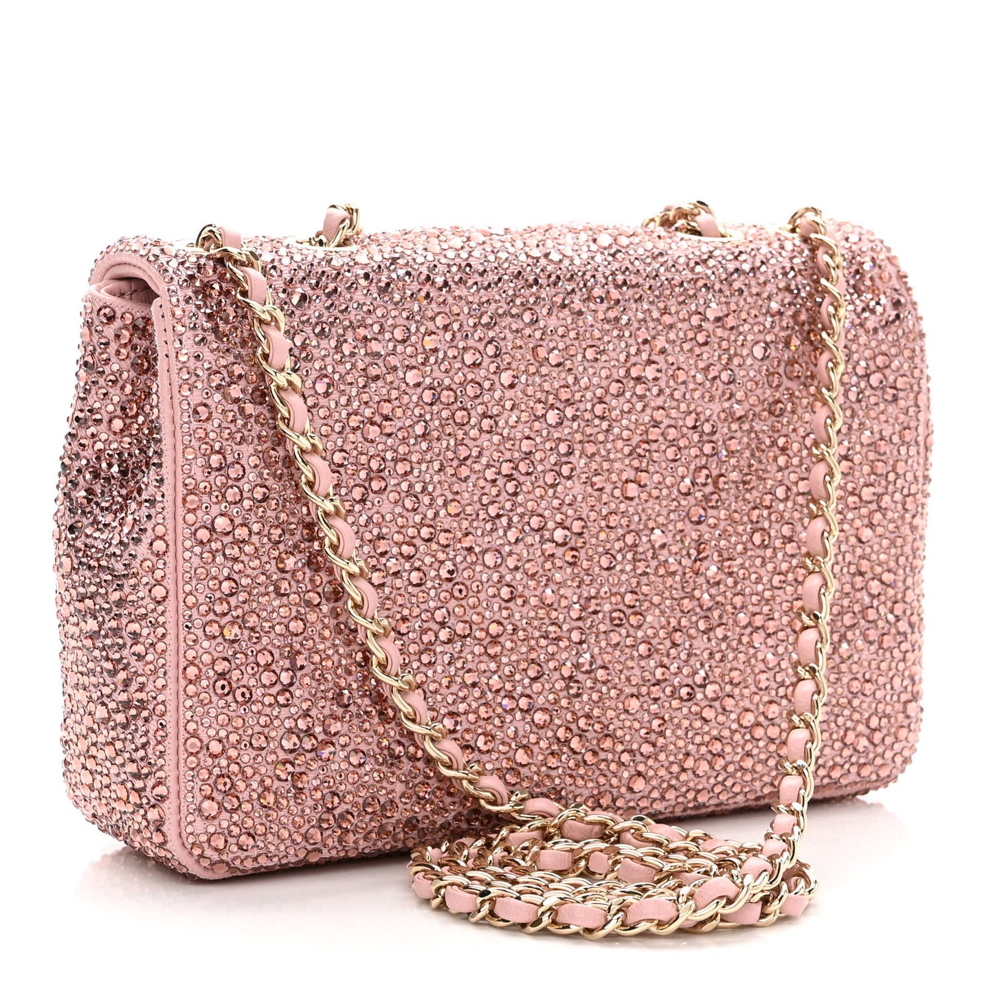 Lambskin Crystal Diamante Small Flap Light Pink