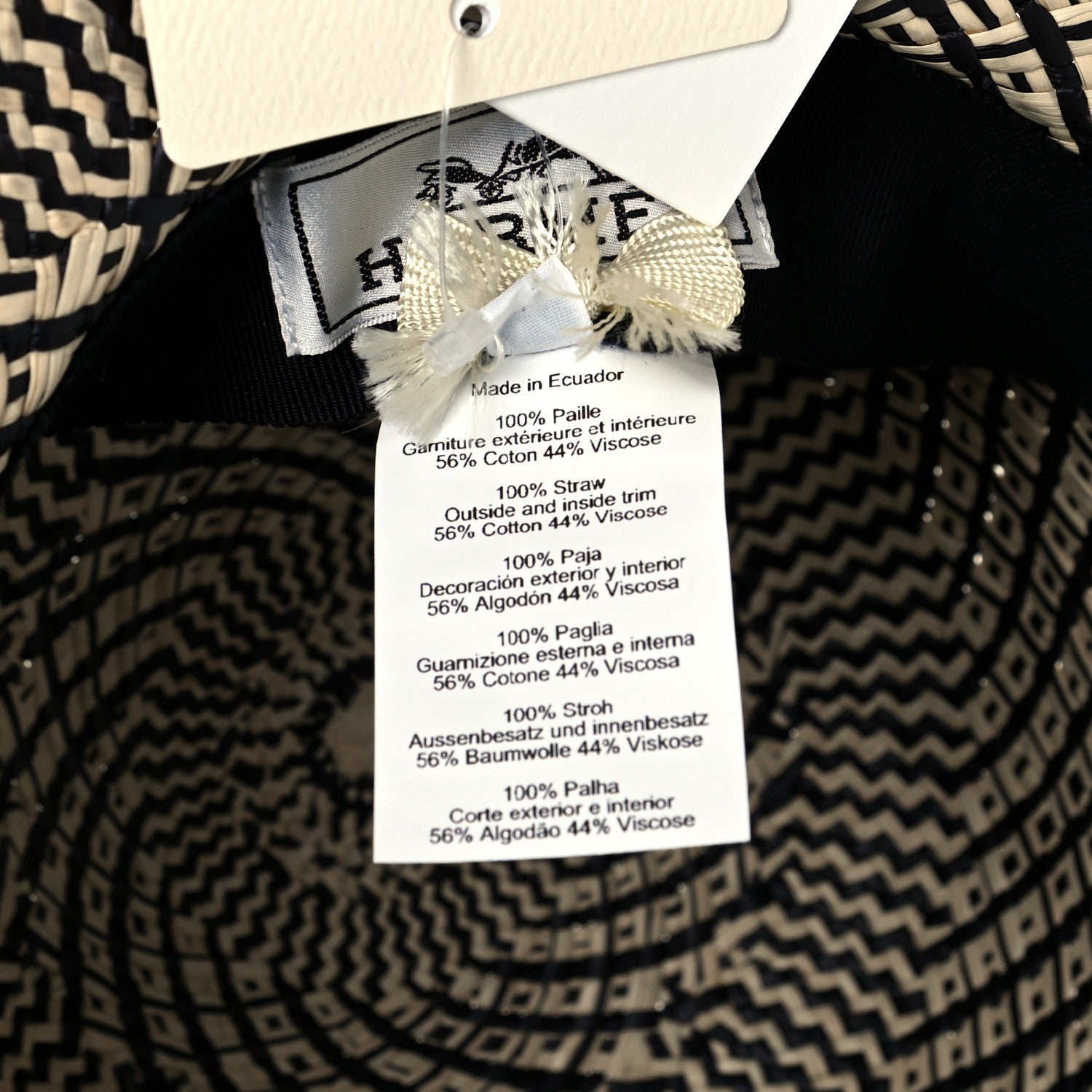 Hermes Straw Anouk Panama Hat 57 Natural Black 6 of 8