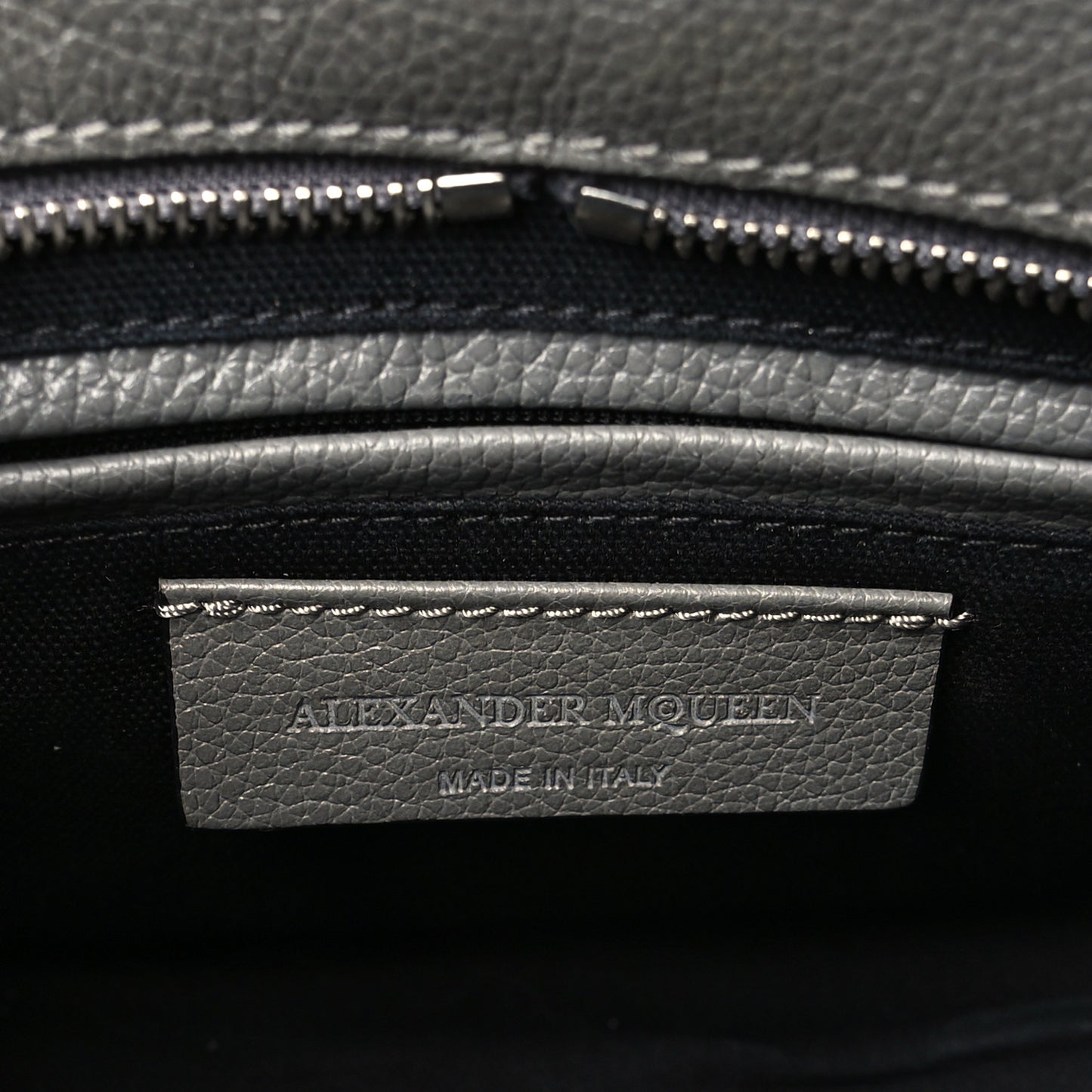 Pebbled Calfskin Mini Skull Padlock Zip Around Tote Grey