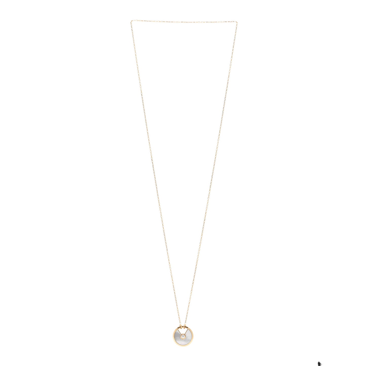 18K Yellow Gold Diamond Mother of Pearl SM Amulette de Cartier Pendant Necklace