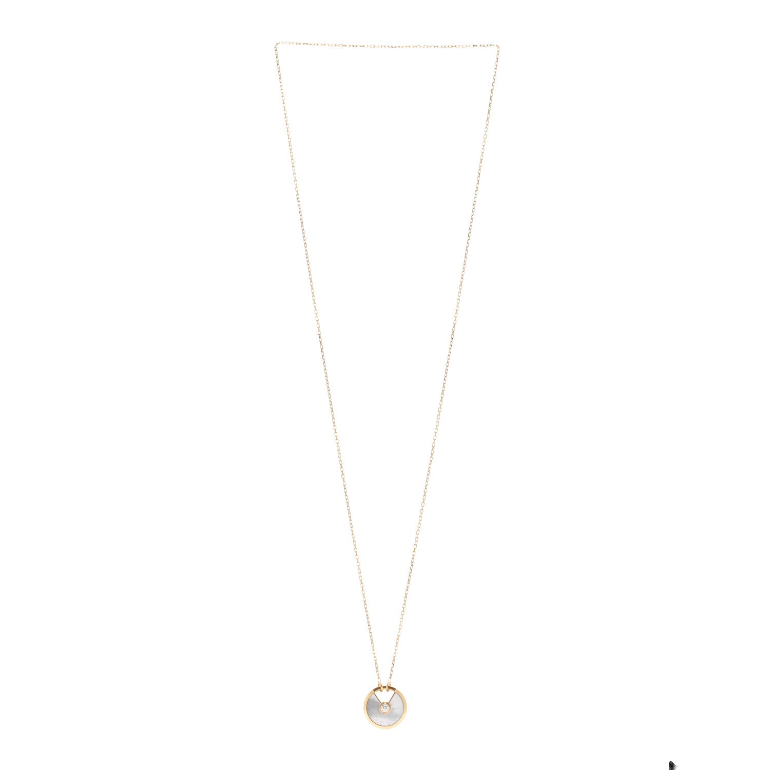 Cartier 18K Yellow Gold Diamond Mother of Pearl SM Amulette de Cartier Pendant Necklace 3 of 5