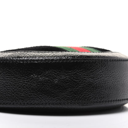 Gucci Suede Patent Web Mini Ophidia Round Shoulder Bag Black 6 of 16