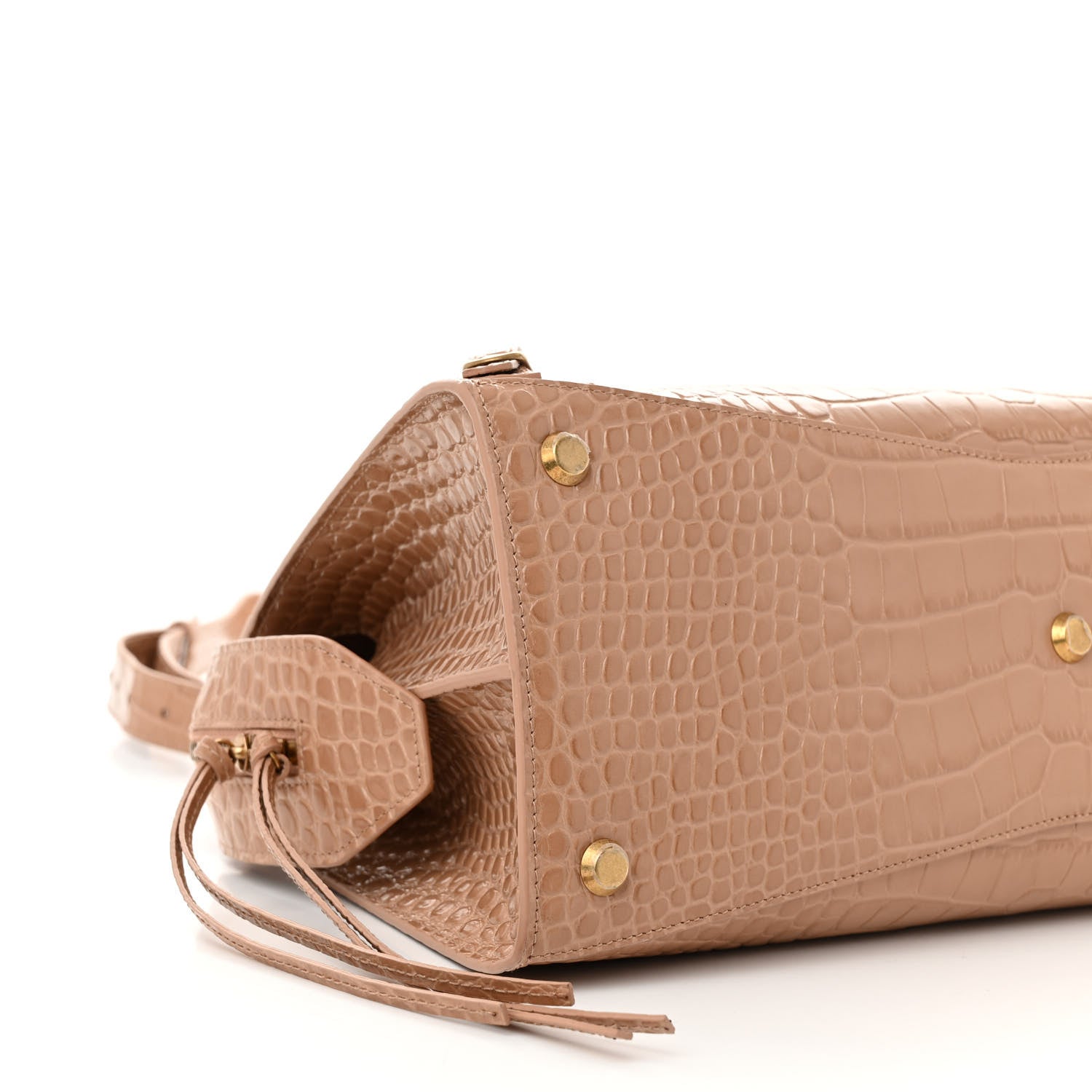 Balenciaga Shiny Supple Calfskin Crocodile Embossed Neo Classic Gold Hardware City Nude Beige 7 of 8