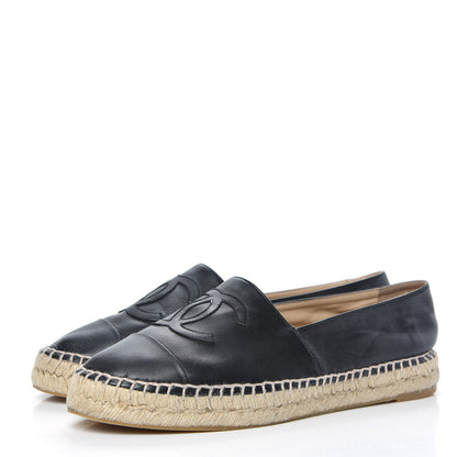 Chanel Lambskin CC Espadrilles 40 Black 3 of 10