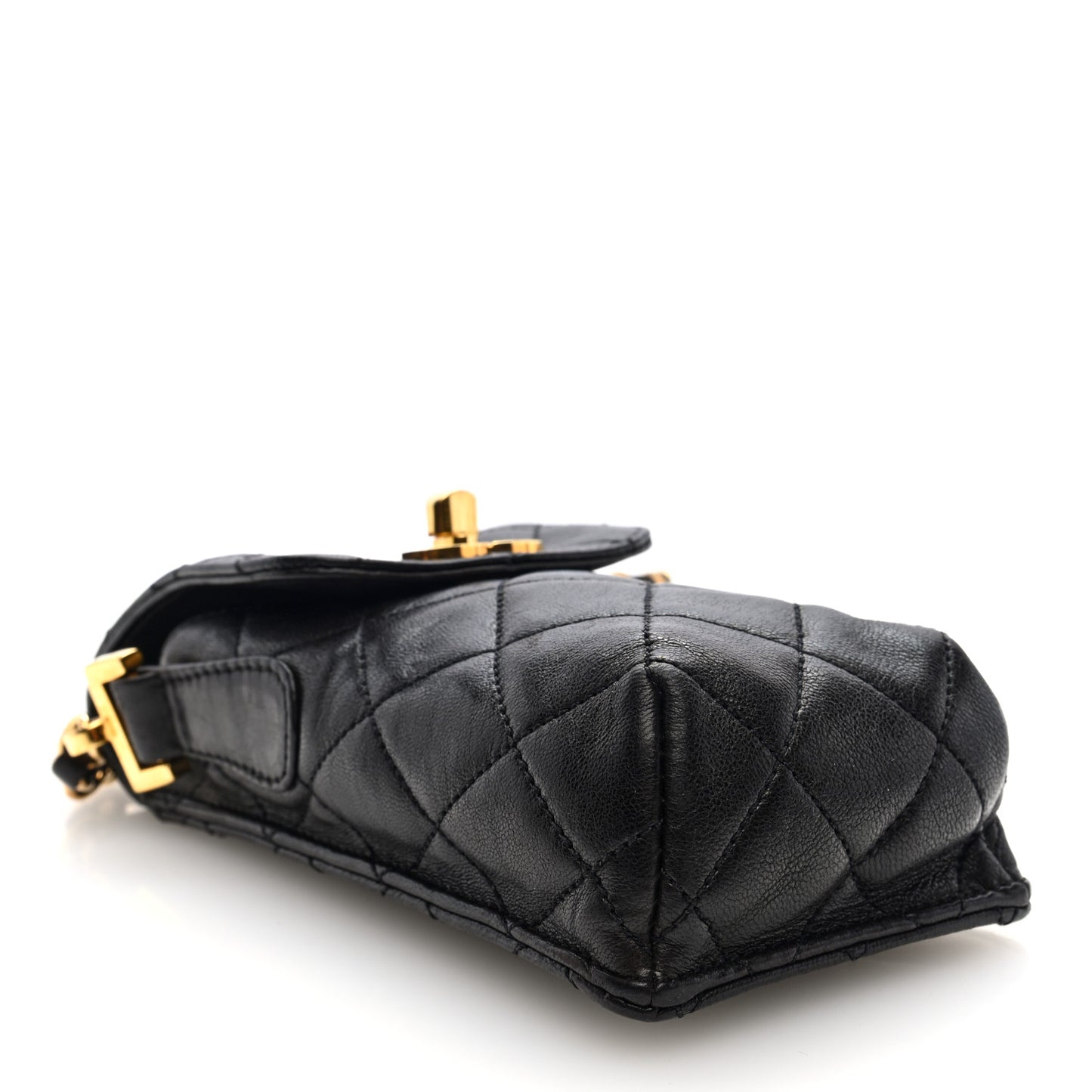 Lambskin Quilted Phone Holder Black
