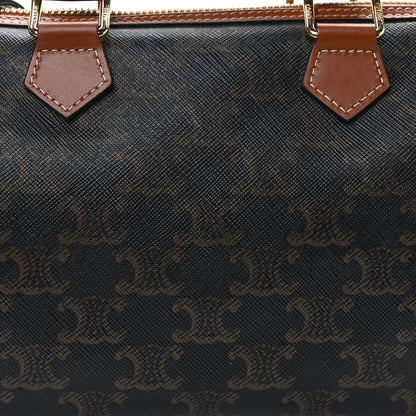 Celine Triomphe Canvas Calfskin Small Boston Bag Tan 7 of 13