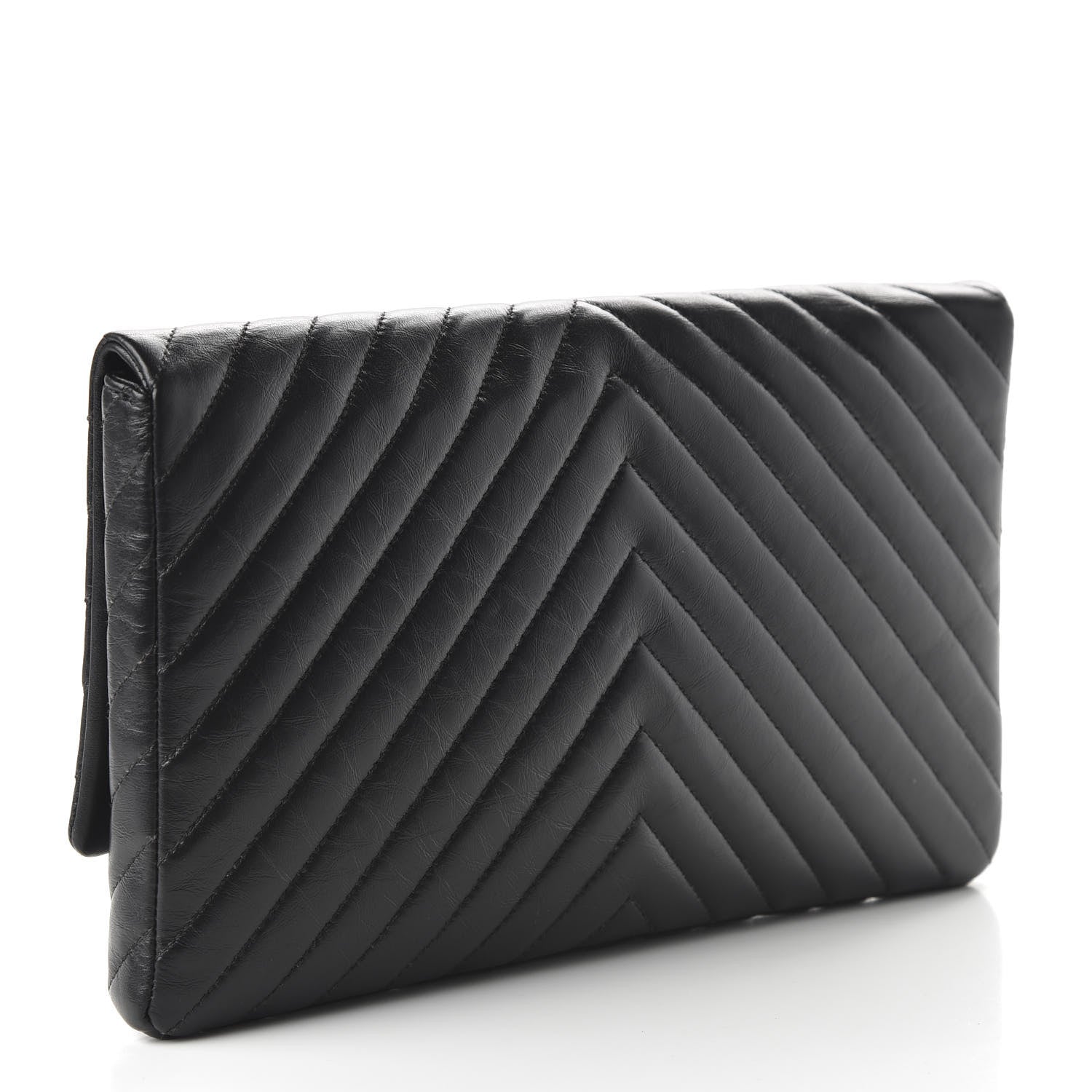 Chanel Aged Calfskin Chevron Quilted Reissue 2.55 Clutch So Black 3 of 11
