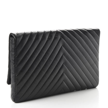 Chanel Aged Calfskin Chevron Quilted Reissue 2.55 Clutch So Black 3 of 11