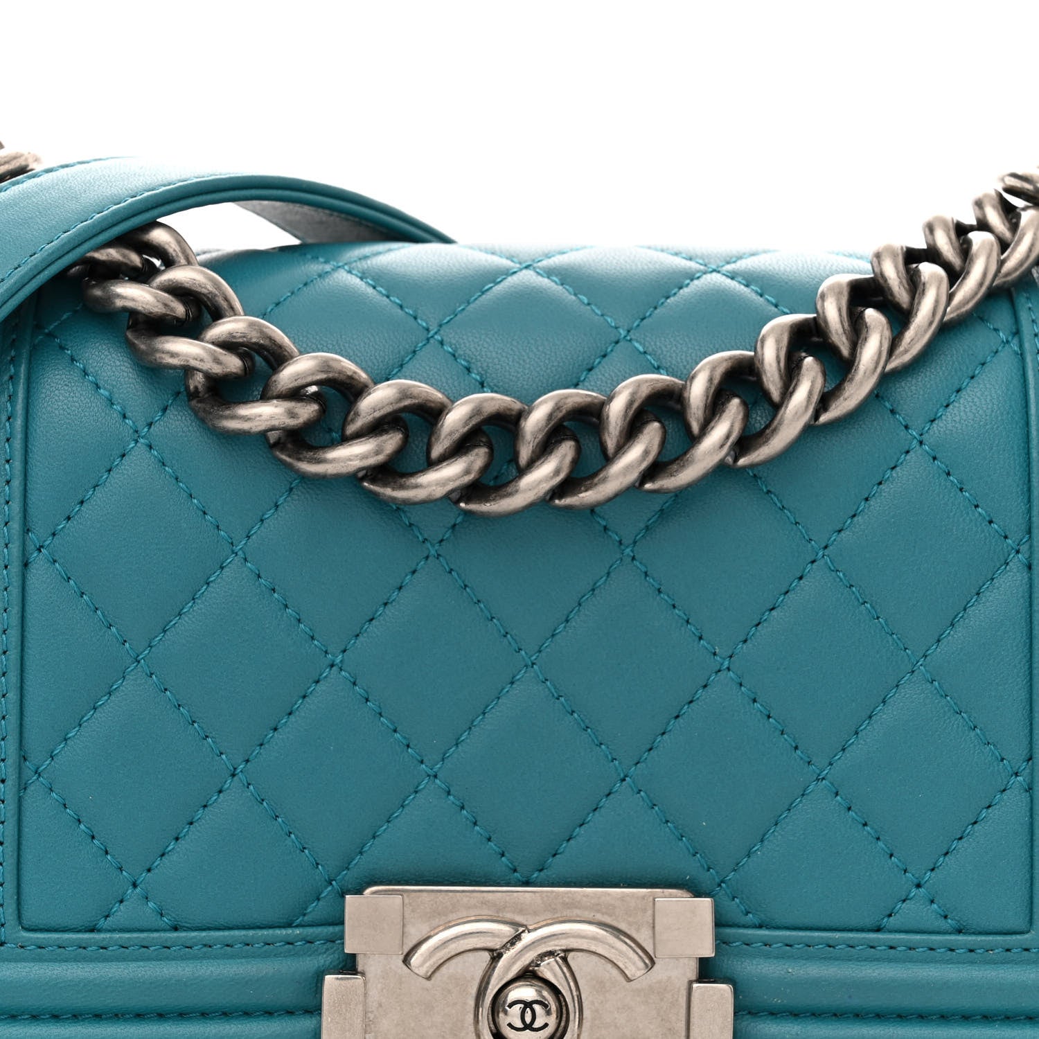 Chanel Lambskin Quilted Small Boy Flap Dark Turquoise 8 of 15