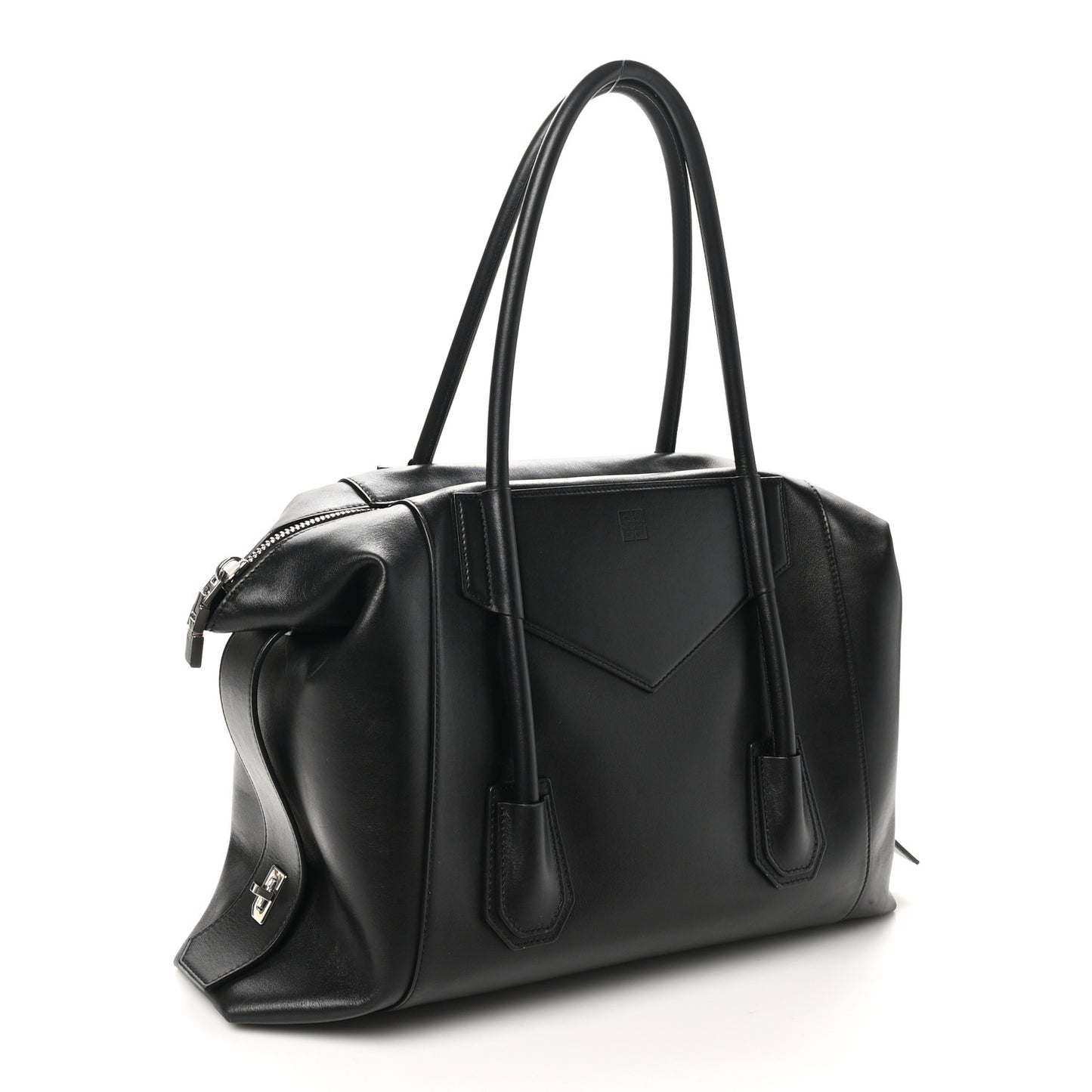 Smooth Calfskin Medium Antigona Soft Lock Duffle Bag Black