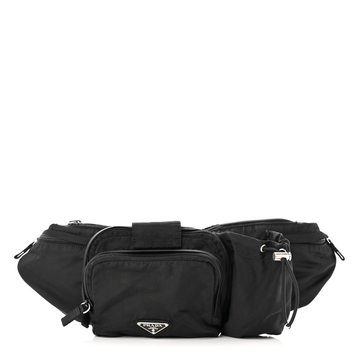 Prada Nylon Metal Triple Pocket Belt Bag Black 1 of 11