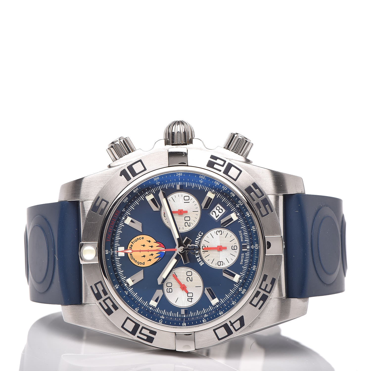Breitling Stainless Steel Rubber 44mm Chronomat Patrouille De France Automatic Watch Blue AB0110 3 of 6