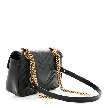 Gucci Calfskin Matelasse Mini GG Marmont Shoulder Bag Black 3 of 11