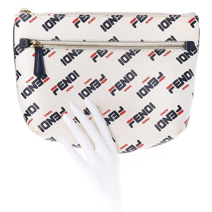 Fendi X FILA Vitello Mania Large Pyramid Cosmetic Case White Blueberry 2 of 8