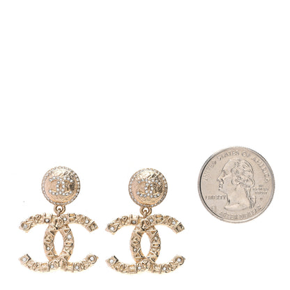 Chanel Crystal CC Drop Logo Earrings Gold 2 of 5