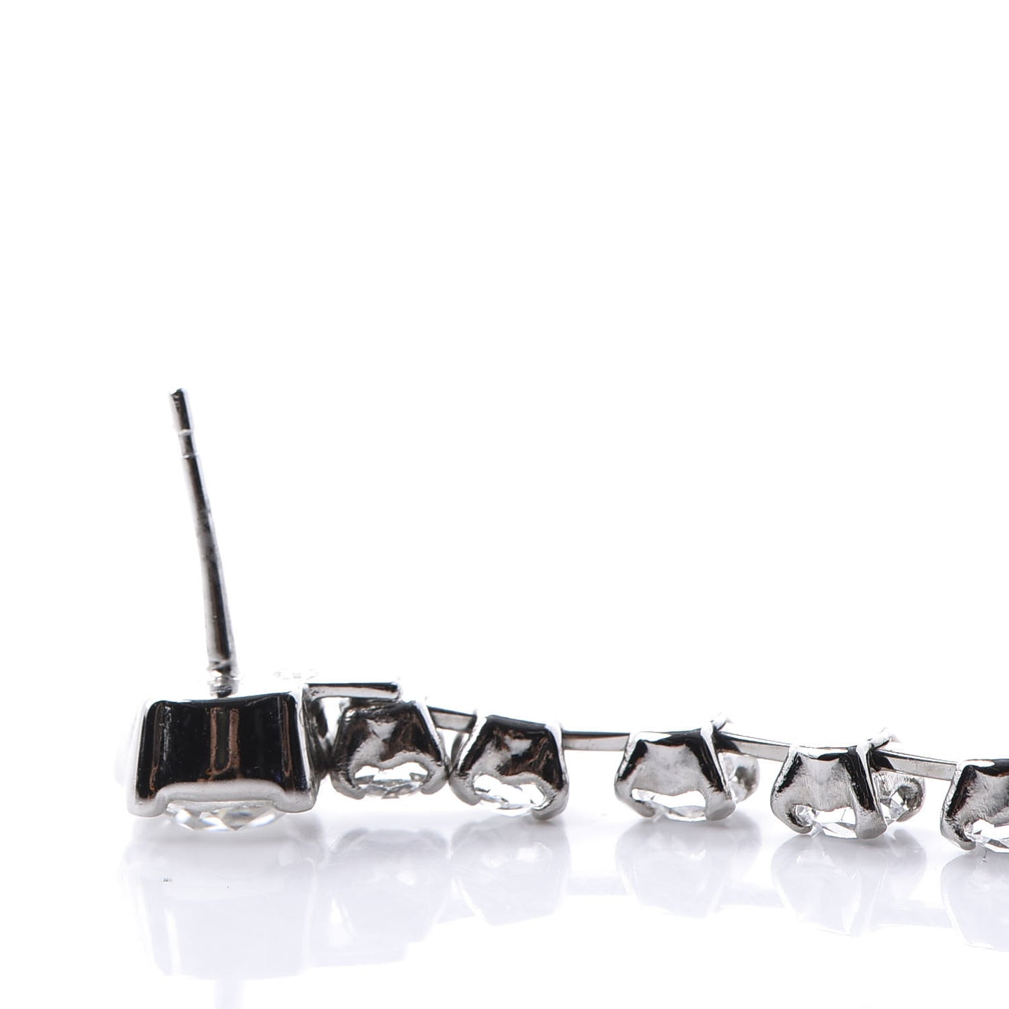 Crystal Starfall Drop Long CC Earrings Silver