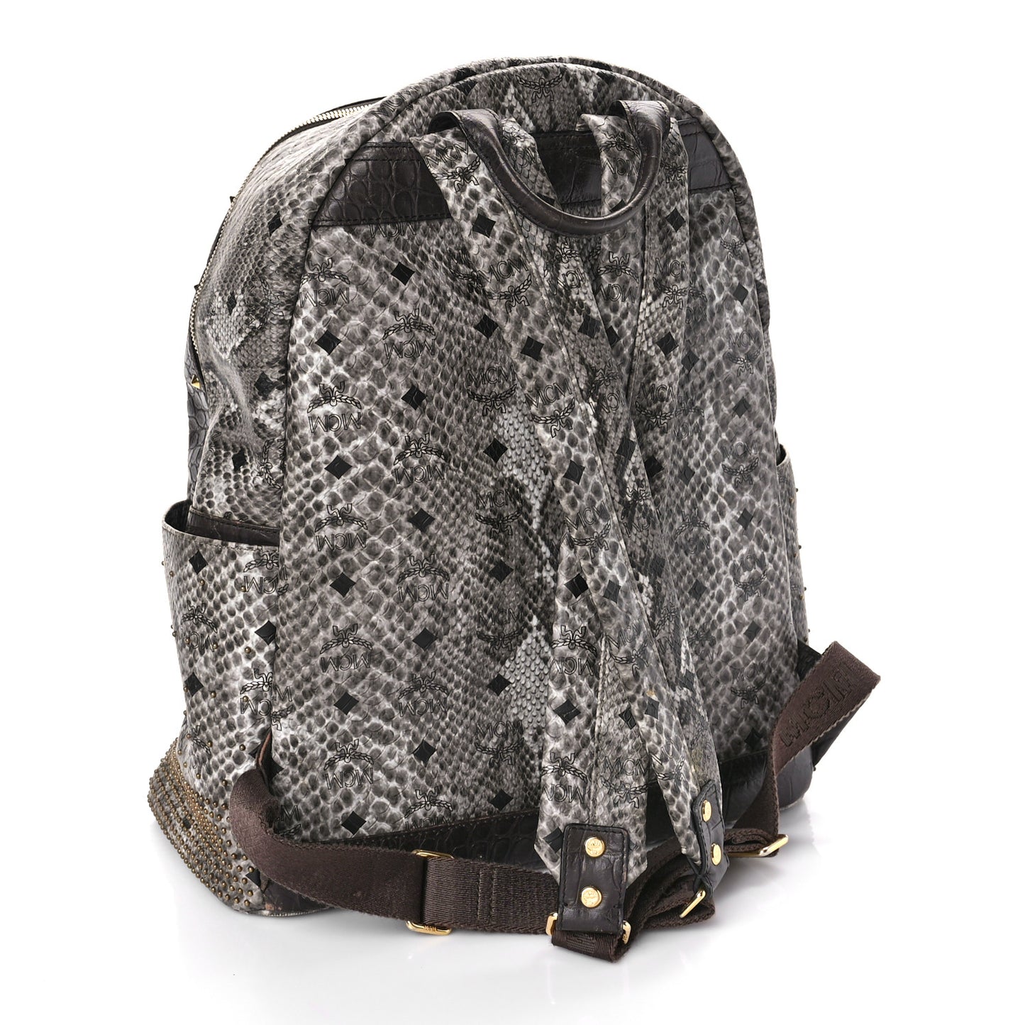 Snakeskin Medium Studded Backpack Black Multicolor