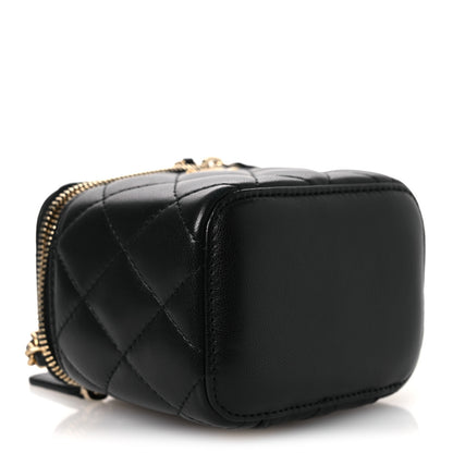 Chanel Lambskin Quilted Mini Pearl Crush Vanity Case With Chain Black 3 of 10