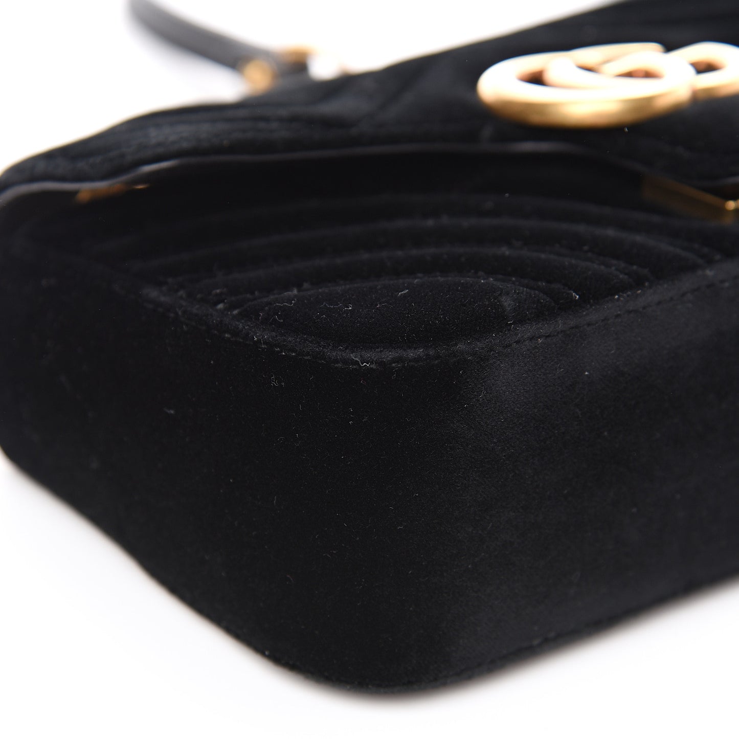 Velvet Matelasse Mini GG Marmont Shoulder Bag Black