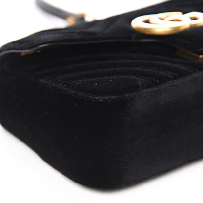 Gucci Velvet Matelasse Mini GG Marmont Shoulder Bag Black 10 of 11