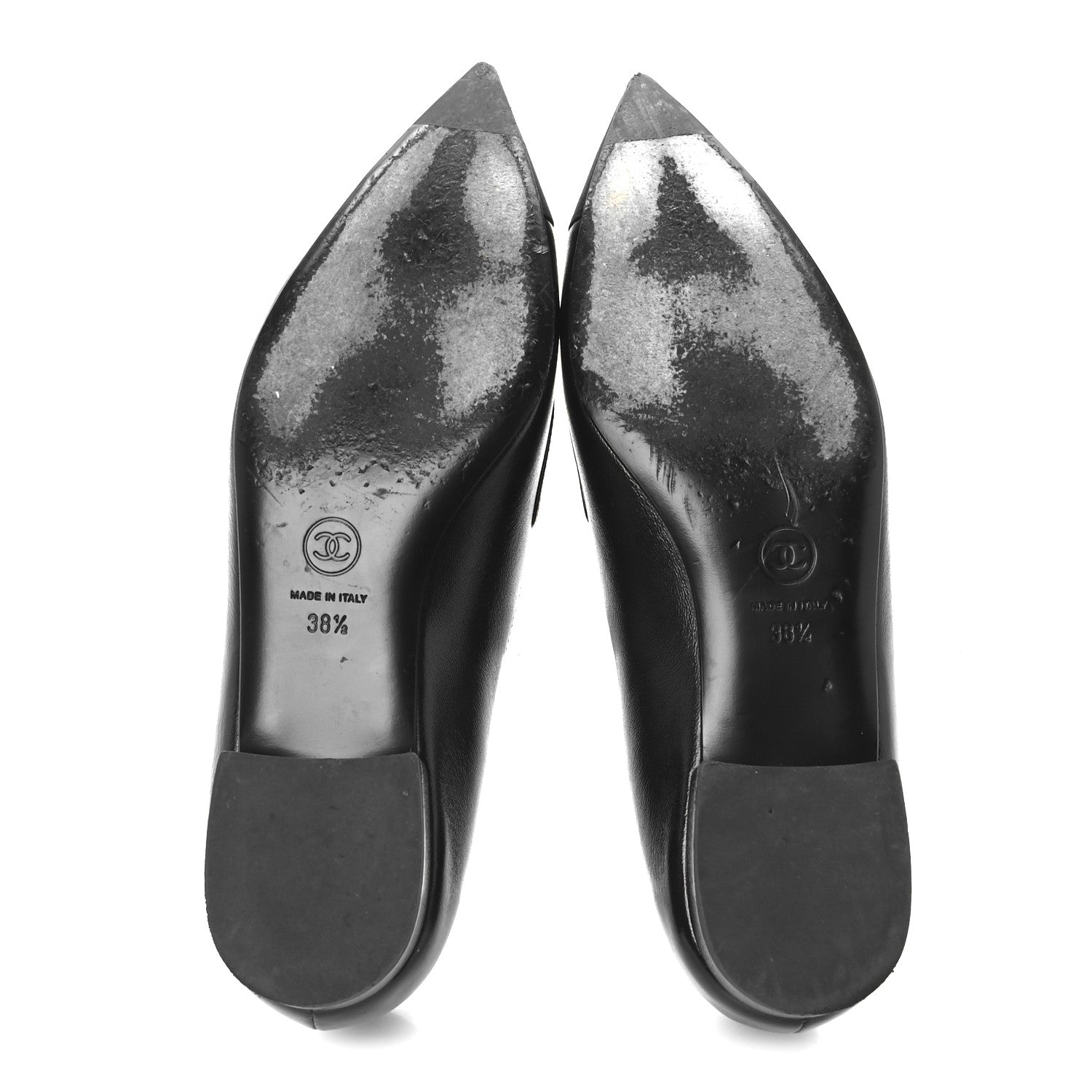 Chanel Shiny Lambskin Grosgrain Pearl Mary Jane Flats 38.5 Black 6 of 9
