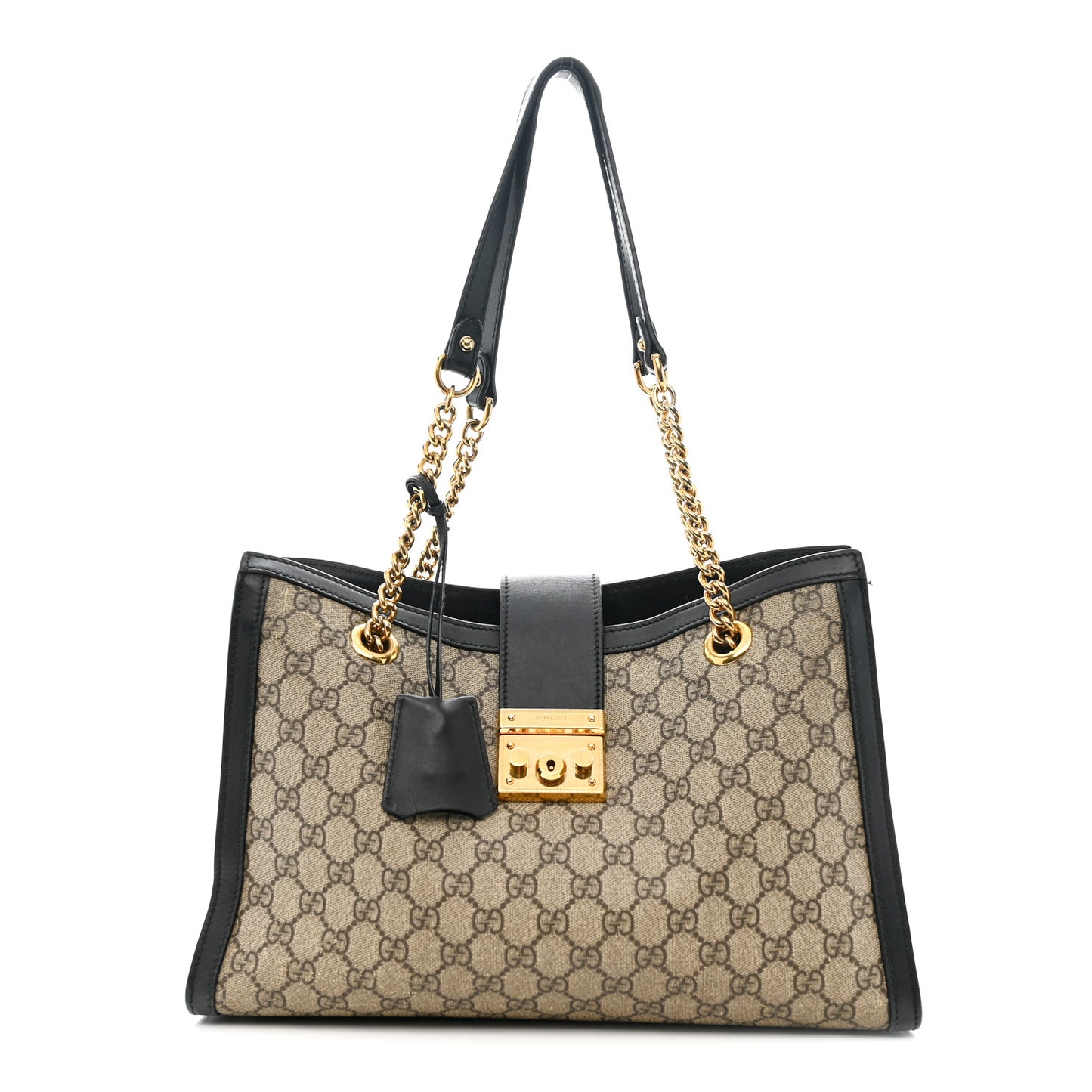 GG Supreme Monogram Medium Padlock Tote Black
