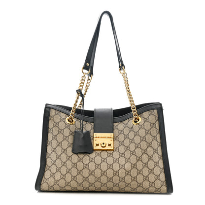 Gucci GG Supreme Monogram Medium Padlock Tote Black 1 of 14