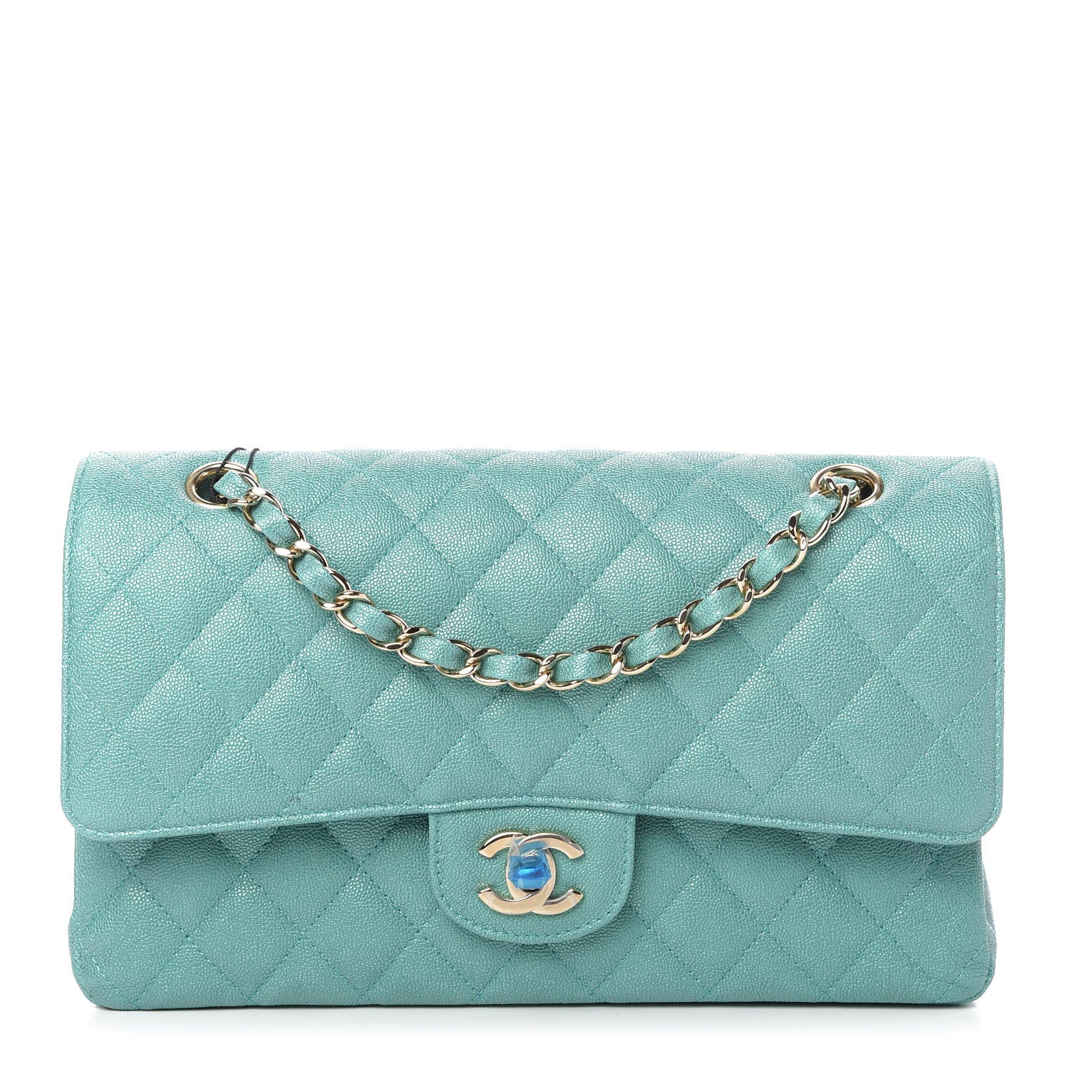 Chanel Iridescent Caviar Quilted Medium Double Flap Green 1 of 11