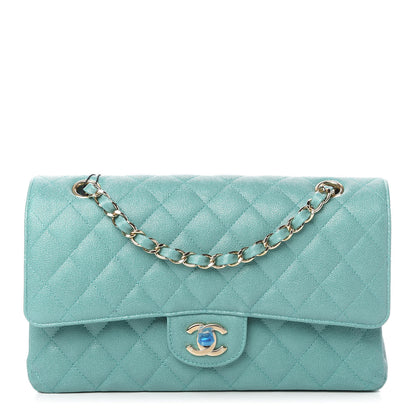 Chanel Iridescent Caviar Quilted Medium Double Flap Green 1 of 11