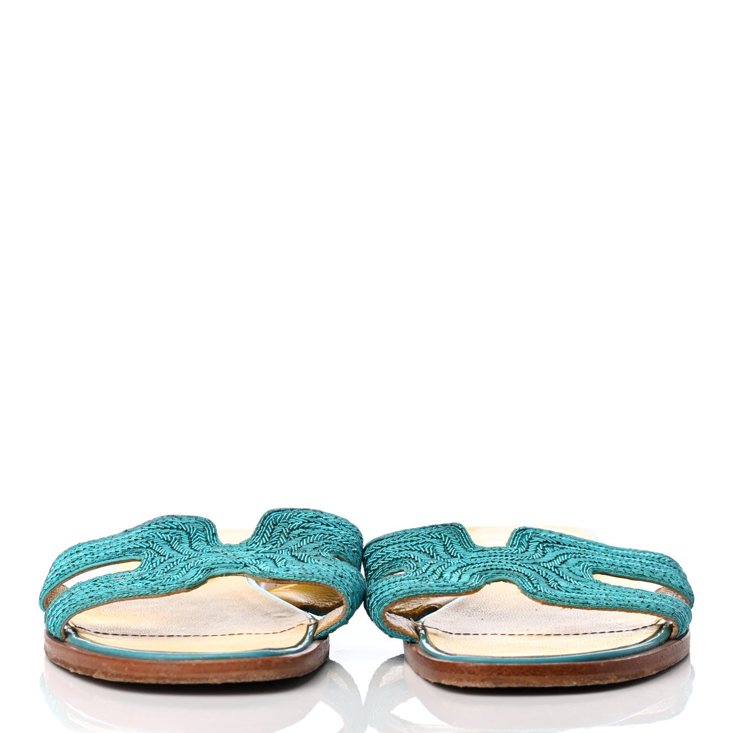 Hermes Dabka Embroidered Chevron Oran Sandals 38 2 of 8