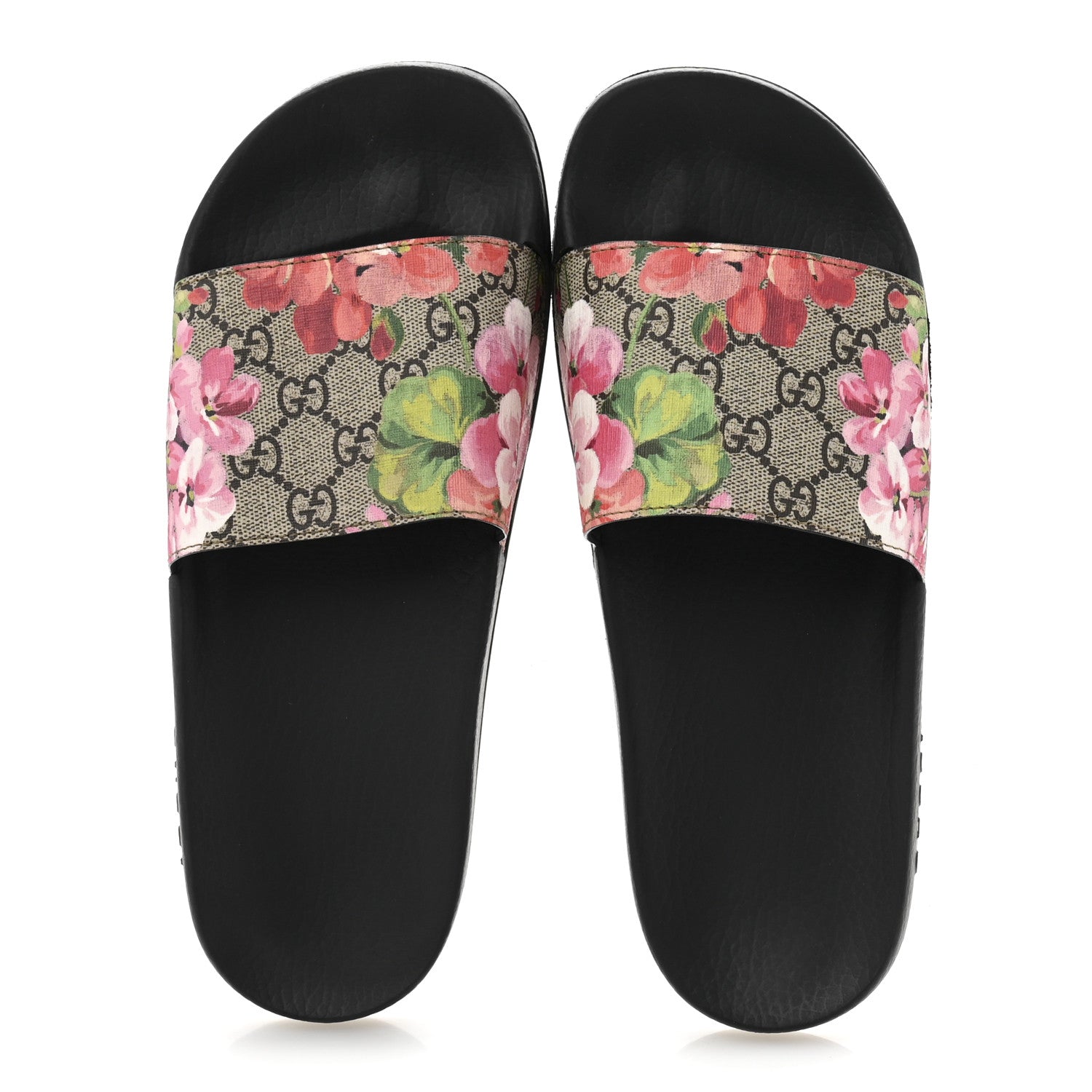 Gucci GG Supreme Monogram Blooms Slide Sandals 41 Beige Multicolor 2 of 9