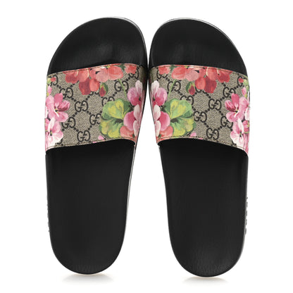 Gucci GG Supreme Monogram Blooms Slide Sandals 41 Beige Multicolor 2 of 9