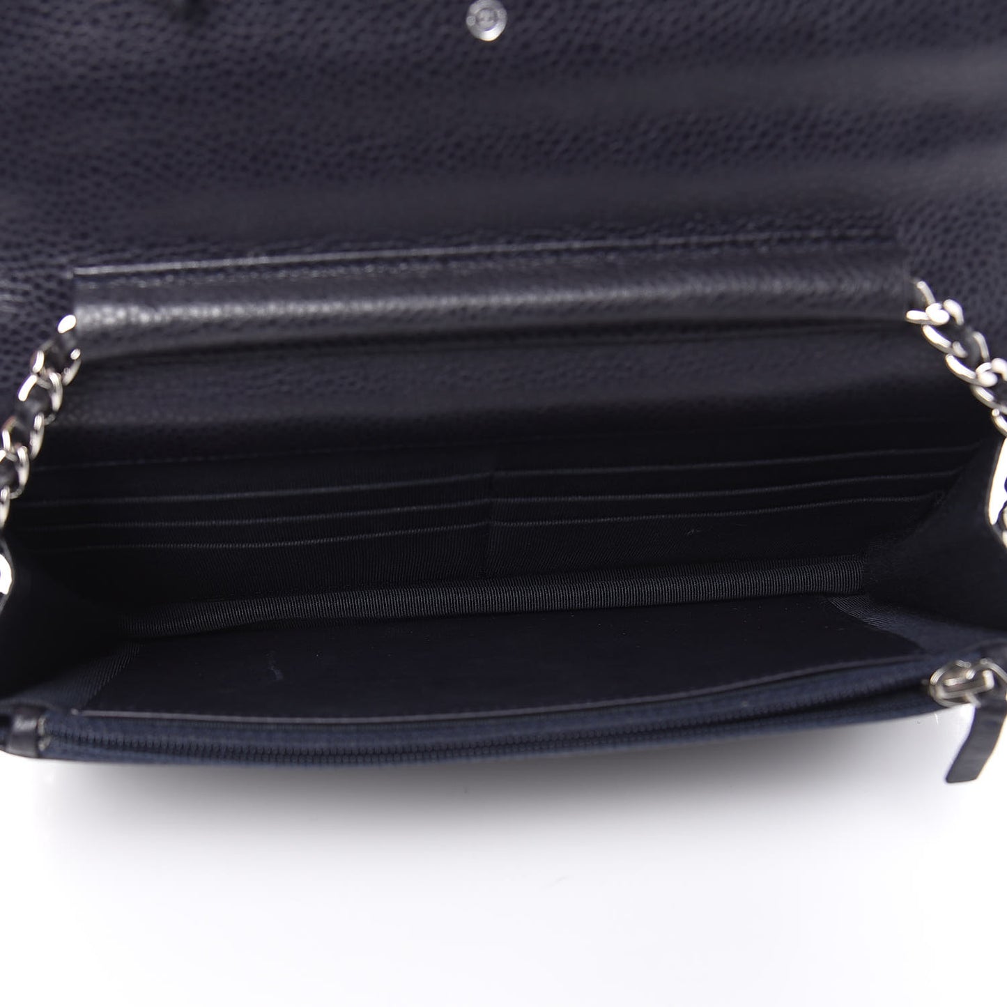 Caviar Quilted Wallet On Chain WOC Navy Blue