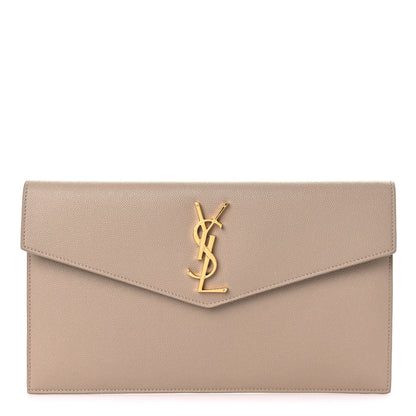 Saint Laurent Grain De Poudre Uptown Pouch Dark Beige 1 of 7
