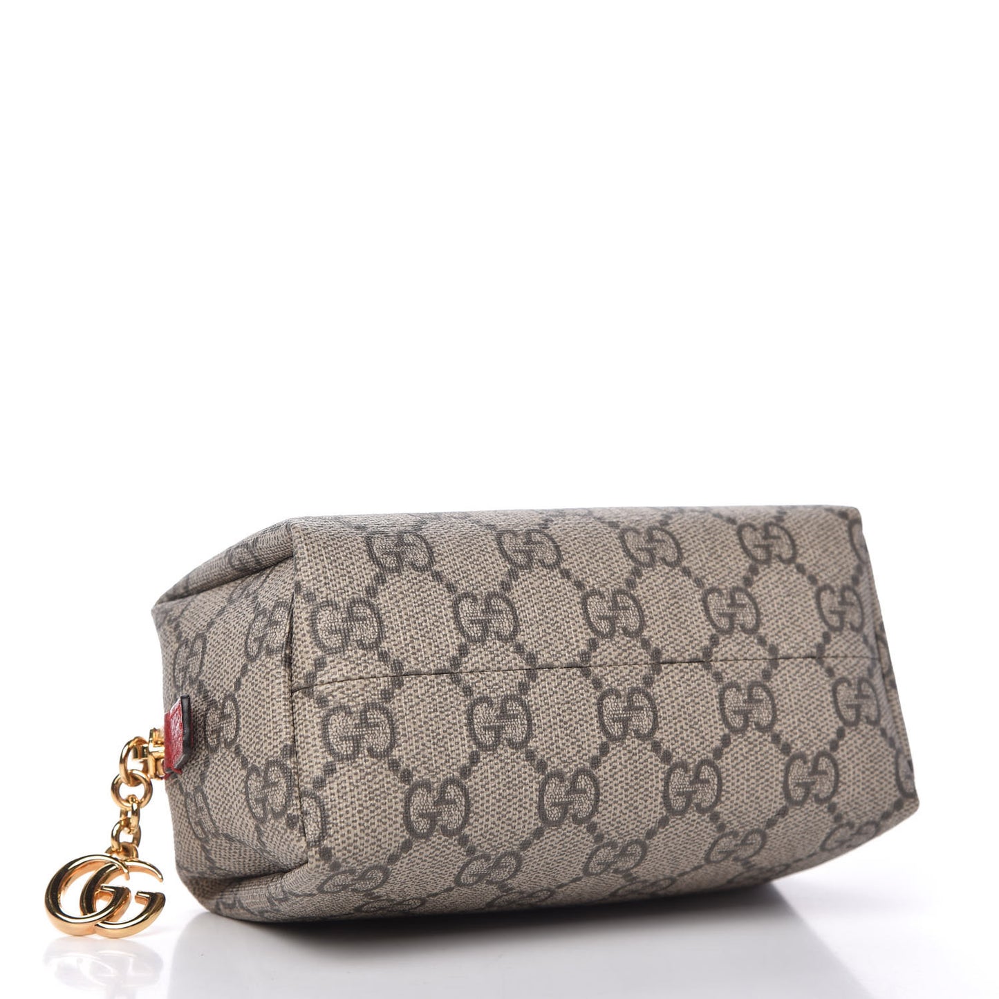 Soft GG Supreme Monogram Calfskin Small Ophidia Cosmetic Case Beige Ebony Hibiscus Red
