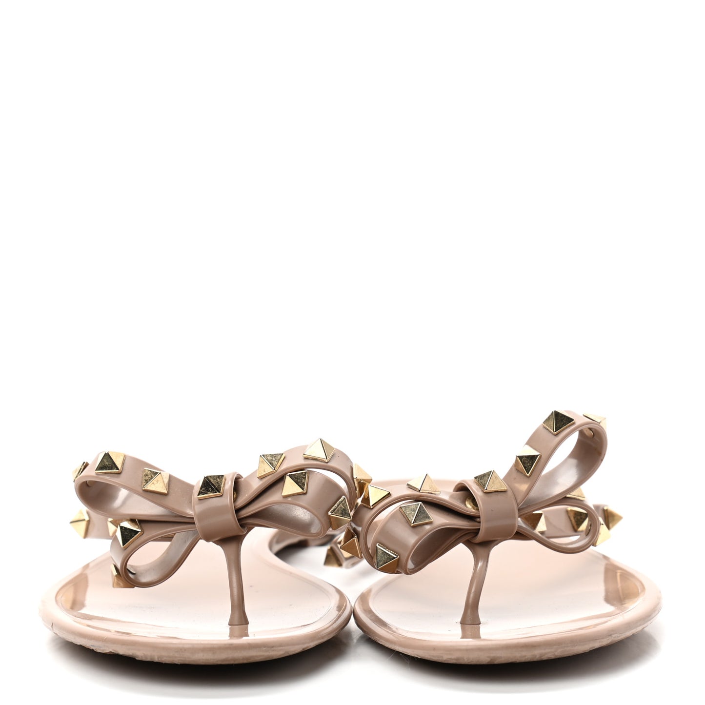 PVC Jelly Rockstud Bow Thong Sandals 40 Poudre