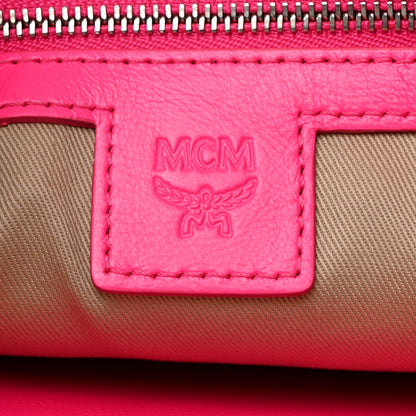 MCM Visetos Wristlet Zip Pouch Neon Pink 6 of 8