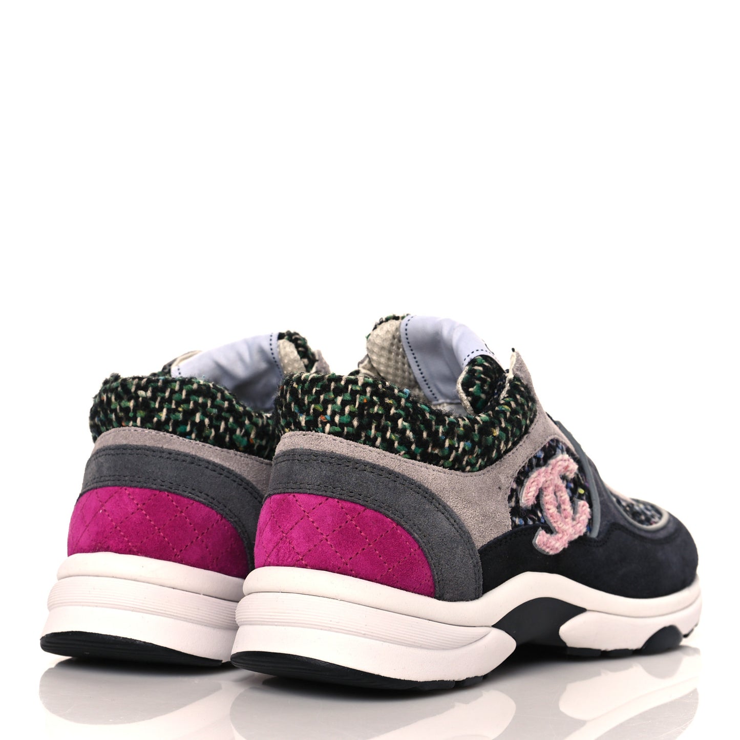 Tweed Suede CC Sneakers 36.5 Grey Pink Multicolor