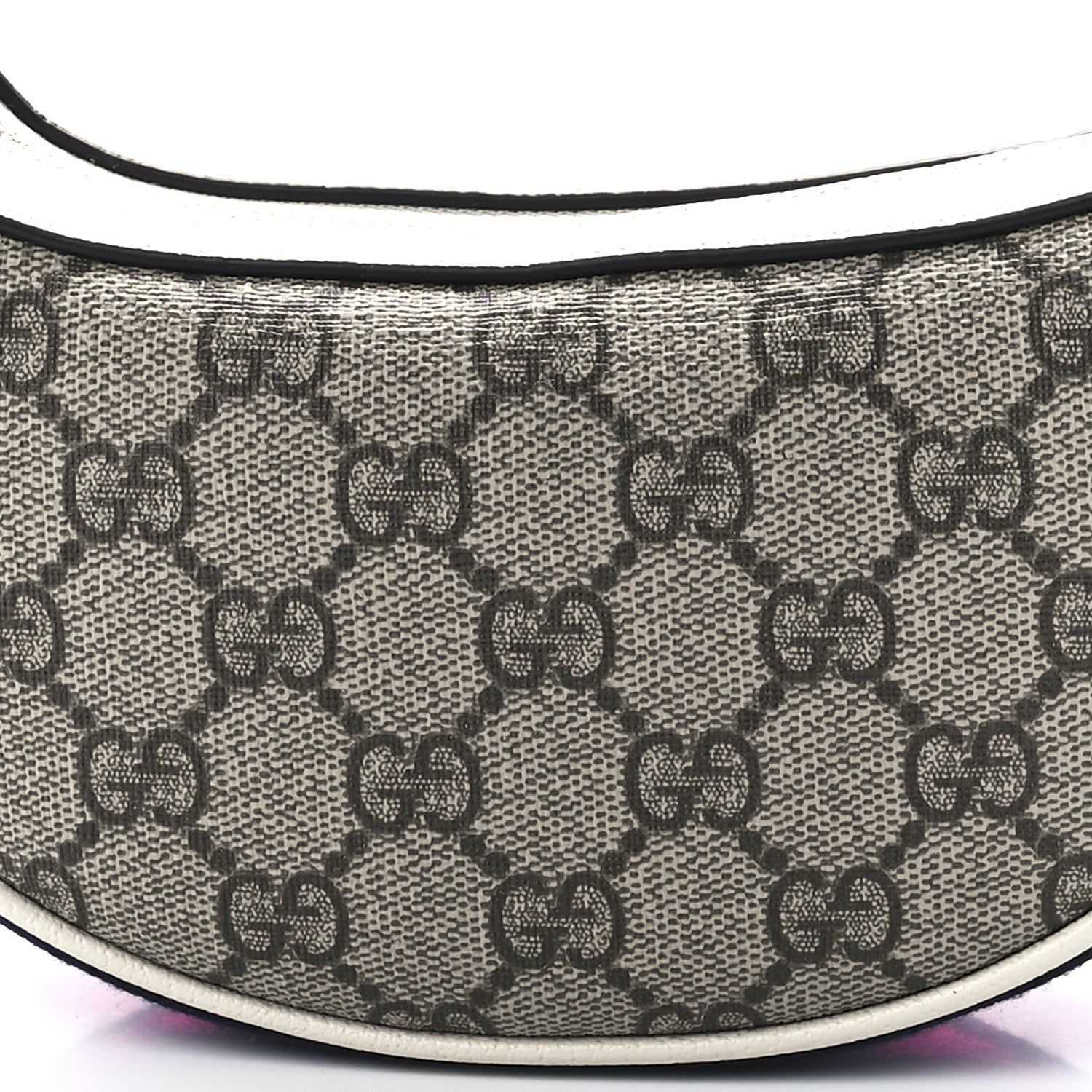 Gucci GG Supreme Monogram Textured Dollar Calfskin Web Mini Ophidia Half Moon Hobo Beige Ebony Mystic White 8 of 11