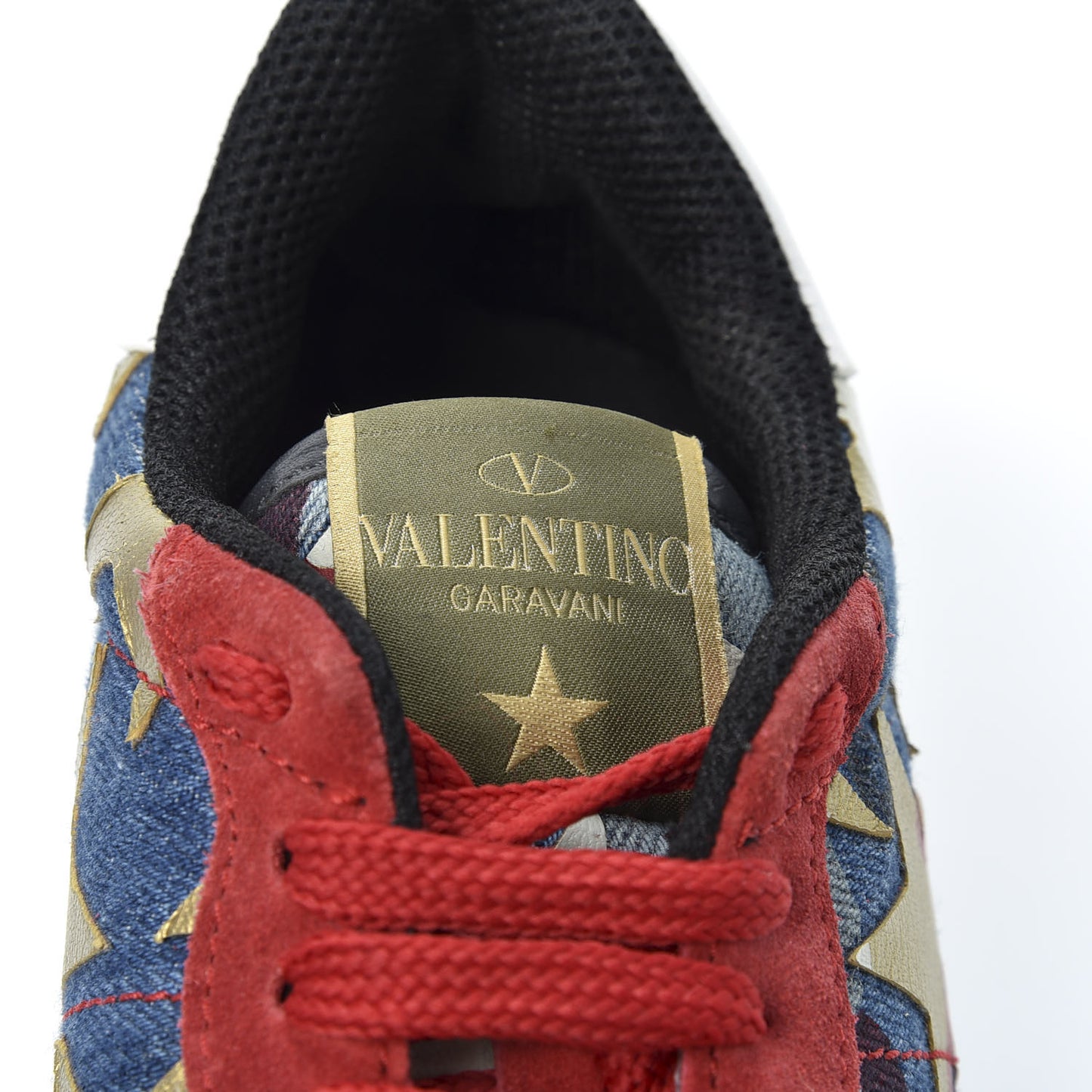 Suede Denim Camustars Womens Rockrunner Sneakers 38 Blue Red