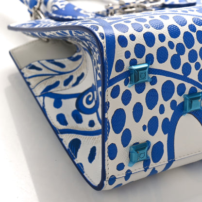 Salvatore Ferragamo Calfskin Foliage Print Mini The Studio Bag White Blue 7 of 8